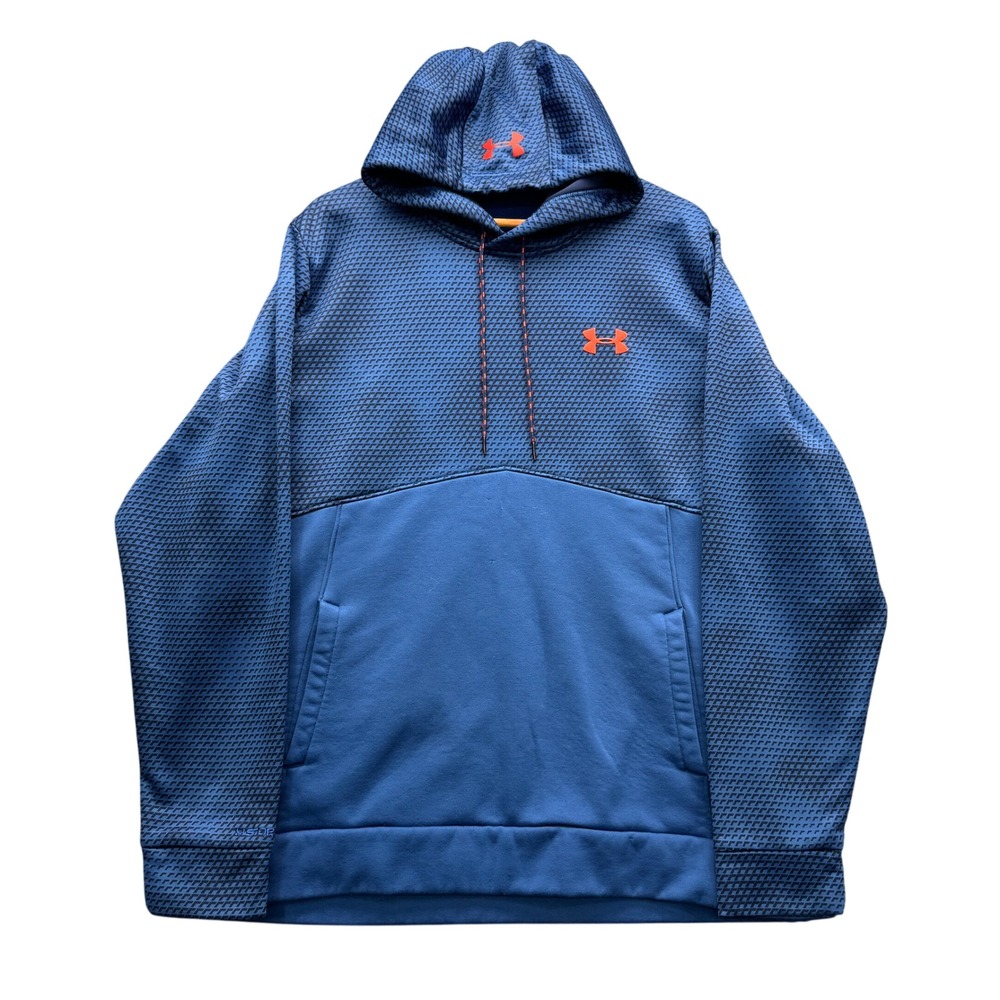 Under Armour Storm Hoodie Mens XL Blue Geometric Fleece Moisture Wicking